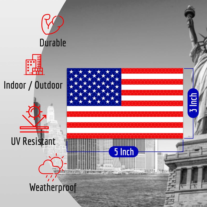 Venicor 3PC Reflective American Flag Sticker - 5x3 Inches - American Flag Decal Stickers for Car Bumper Truck Window Small Auto Vehicles Helmet - USA Patriotic Stripe Vinyl Outdoor - Image 3